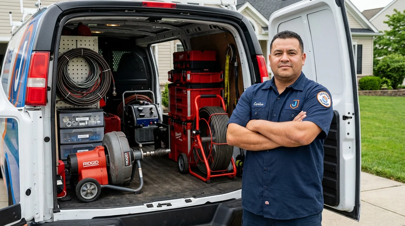 Professional drain cleaning equipment and Johns Plumbing LLC plumber in Norco